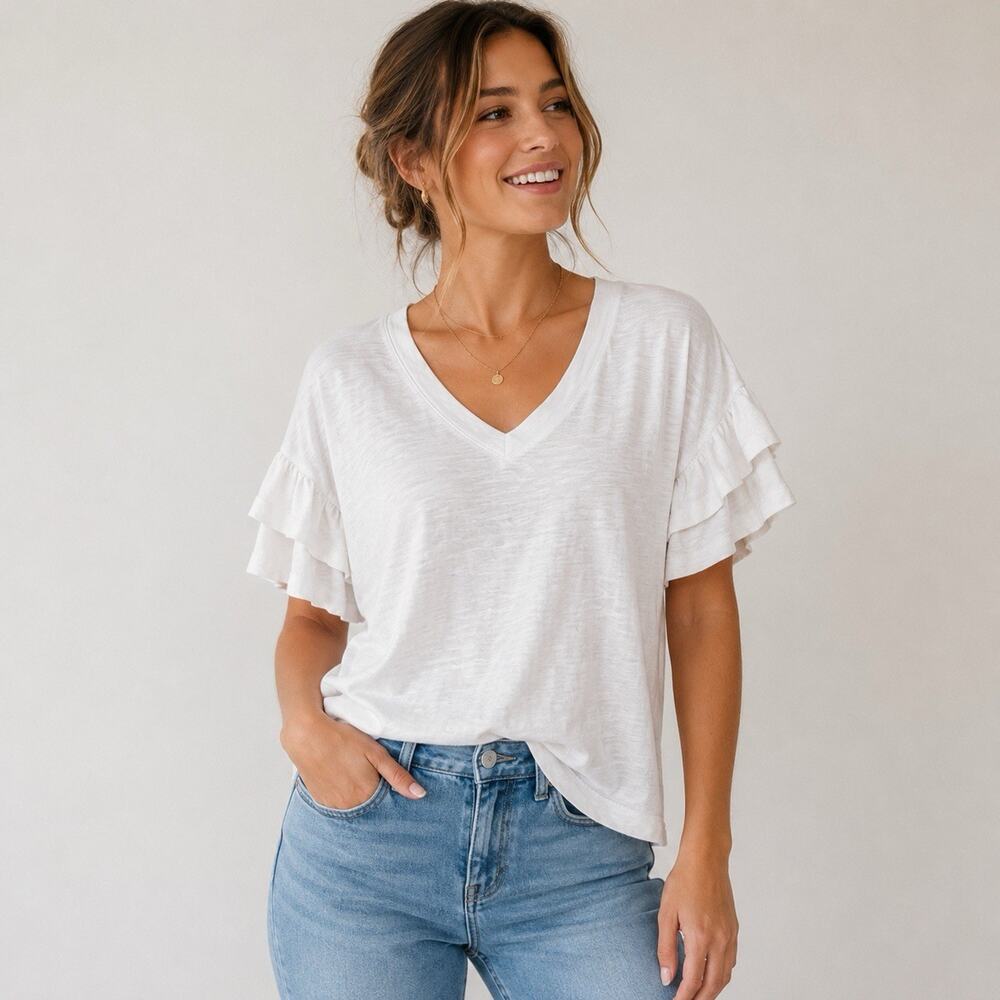 Selected Femme Rylie Short Sleeve Florence Tee Women XXL Snow White Minimalist